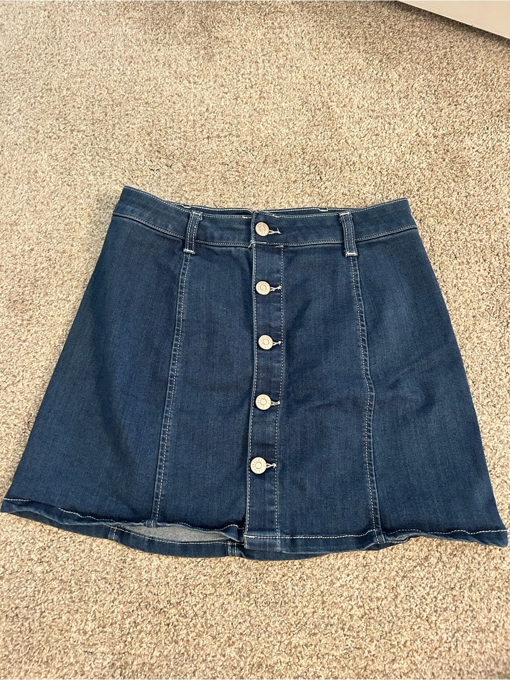 Celebrity Pink Dark Blue Button-Front Denim Mini Skirt